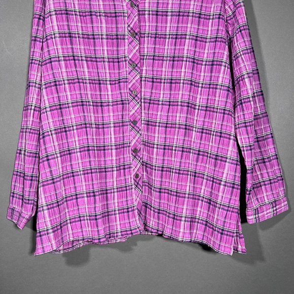 NWT Allison Daley Button Down Plaid Pink Shirt Size XL - Picture 5 of 11